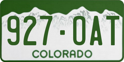CO license plate 927OAT