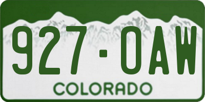 CO license plate 927OAW