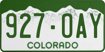 CO license plate 927OAY