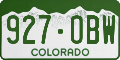 CO license plate 927OBW