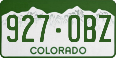 CO license plate 927OBZ