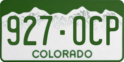 CO license plate 927OCP