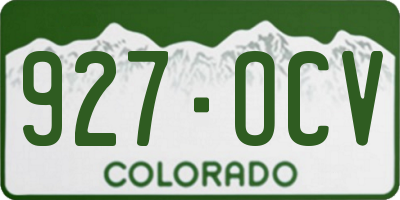 CO license plate 927OCV