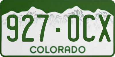 CO license plate 927OCX