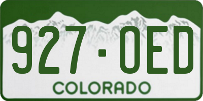CO license plate 927OED