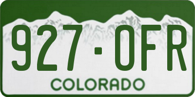 CO license plate 927OFR