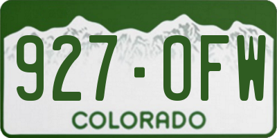 CO license plate 927OFW