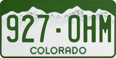 CO license plate 927OHM