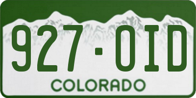CO license plate 927OID