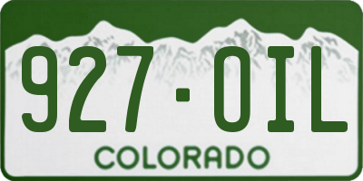 CO license plate 927OIL