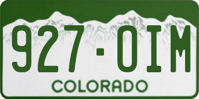 CO license plate 927OIM