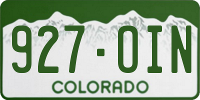 CO license plate 927OIN