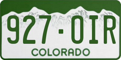 CO license plate 927OIR
