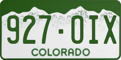 CO license plate 927OIX