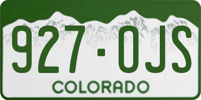 CO license plate 927OJS