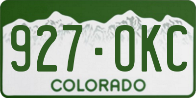 CO license plate 927OKC