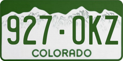 CO license plate 927OKZ