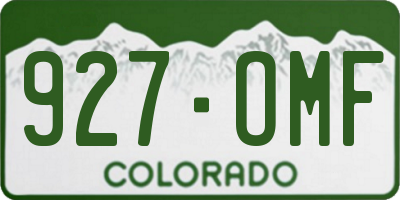 CO license plate 927OMF