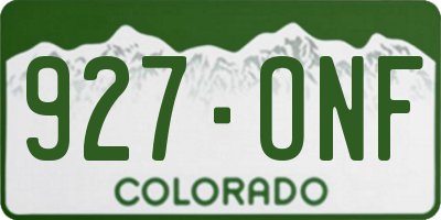 CO license plate 927ONF