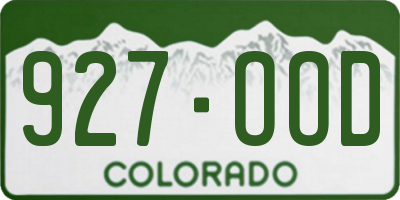 CO license plate 927OOD