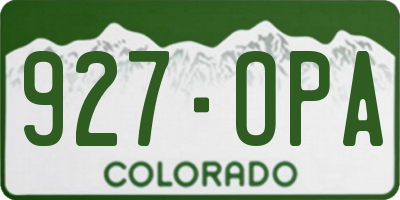 CO license plate 927OPA