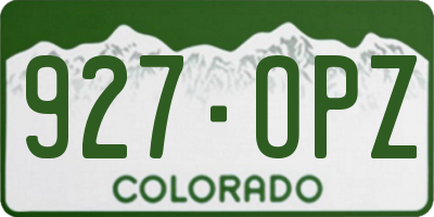CO license plate 927OPZ