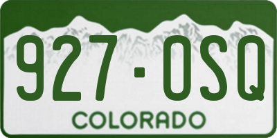 CO license plate 927OSQ