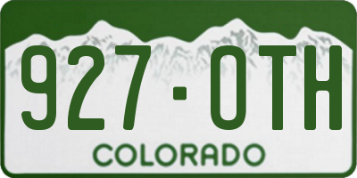CO license plate 927OTH