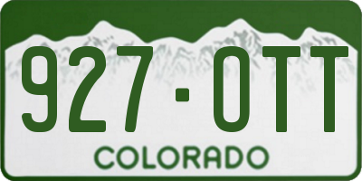 CO license plate 927OTT