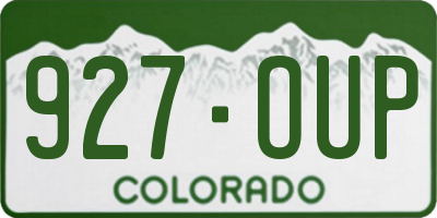 CO license plate 927OUP