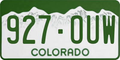 CO license plate 927OUW