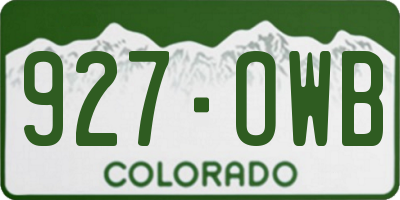 CO license plate 927OWB