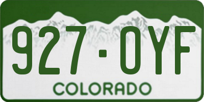 CO license plate 927OYF