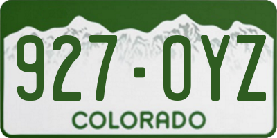 CO license plate 927OYZ