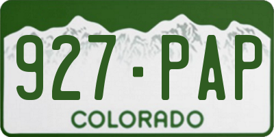 CO license plate 927PAP