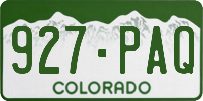 CO license plate 927PAQ