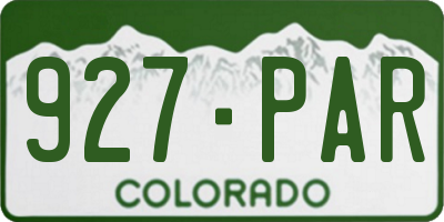 CO license plate 927PAR