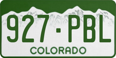 CO license plate 927PBL