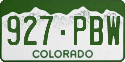 CO license plate 927PBW