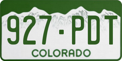 CO license plate 927PDT
