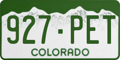 CO license plate 927PET