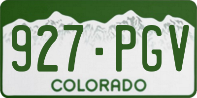 CO license plate 927PGV