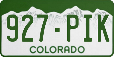 CO license plate 927PIK