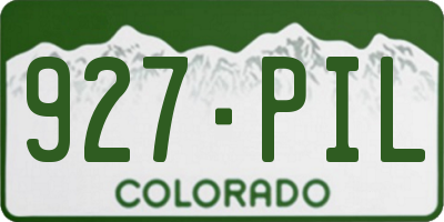 CO license plate 927PIL