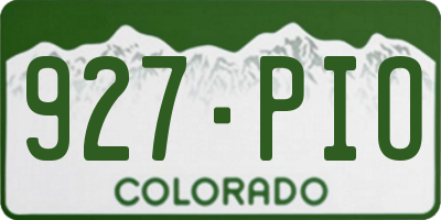 CO license plate 927PIO