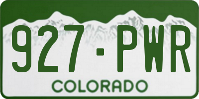 CO license plate 927PWR