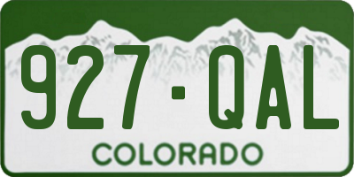 CO license plate 927QAL