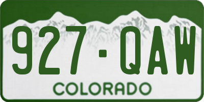 CO license plate 927QAW