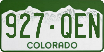 CO license plate 927QEN