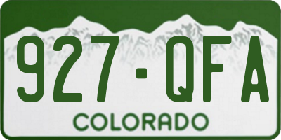 CO license plate 927QFA
